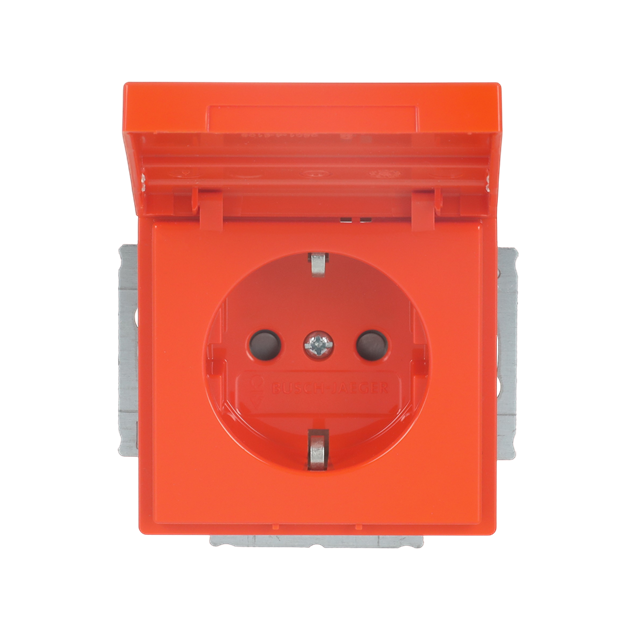 Busch-Jaeger 20 EUKNB-14-82 SCHUKO® Steckdosen-Einsatz mit Klappdeckel und Beschriftungsfeld Orange 2CKA002018A1535