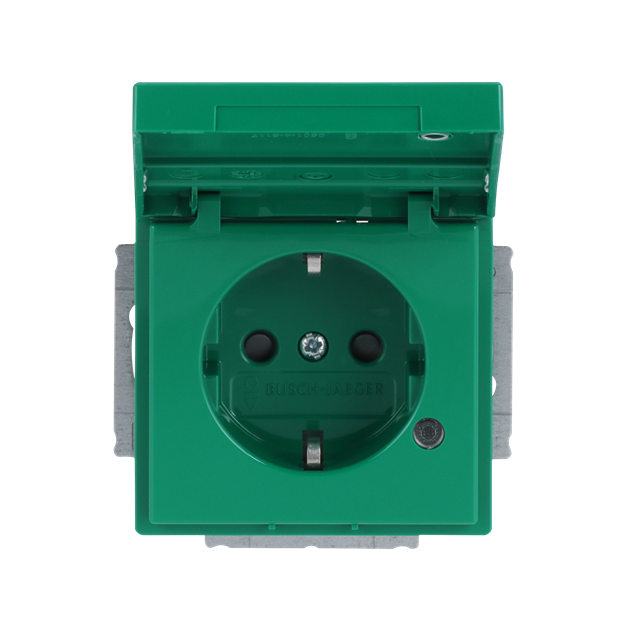 Busch-Jaeger 20 EUKNBL-13-82 SCHUKO® Steckdosen-Einsatz mit Klappdeckel, Beschriftungsfeld und LED Kontrolllicht Grün 2CKA002018A1545