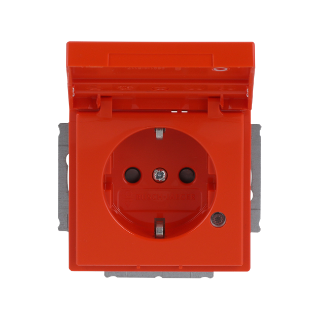 Busch-Jaeger 20 EUKNBL-14-82 SCHUKO® Steckdosen-Einsatz mit Klappdeckel, Beschriftungsfeld und LED Kontrolllicht Orange 2CKA002018A1546