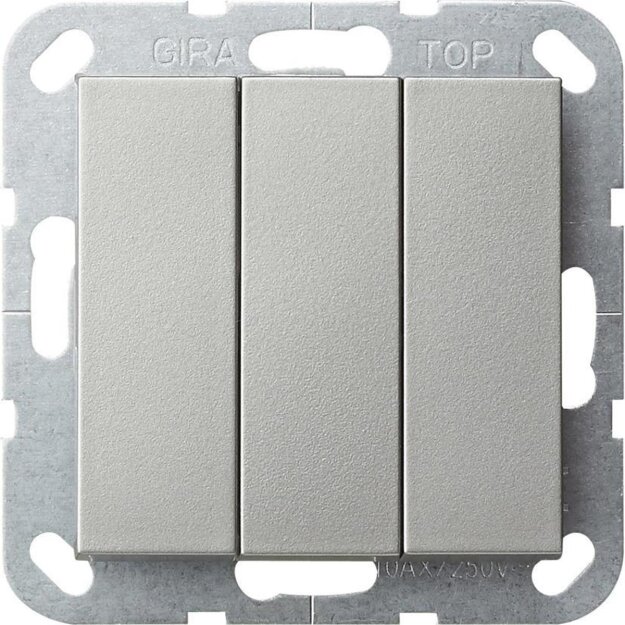 Gira 2832600 Wippschalter BS 3-fach Aus-Wechsel-Schalter System 55 Edelstahl(lackiert)