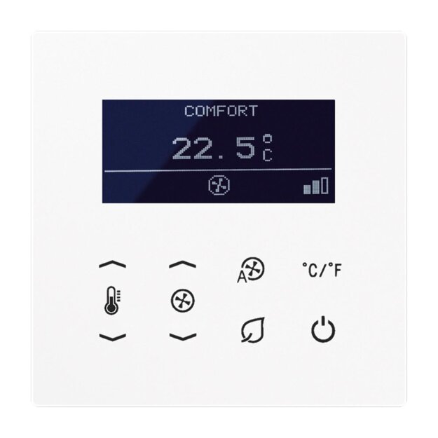 Jung TRDLS9248WW KNX Raumtemperaturregler FanCoil 4 Rohr (Glas) Alpinweiß Serie LS