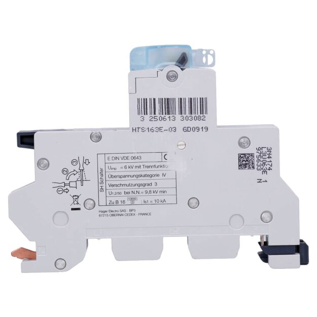 Hager HTS163E SLS-Schalter 1-polig E-63A Sammelschiene QC