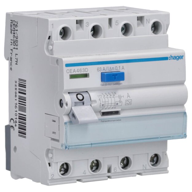 Hager CEA463D FI-Schalter 4-polig 6kA 63A 100mA Typ A