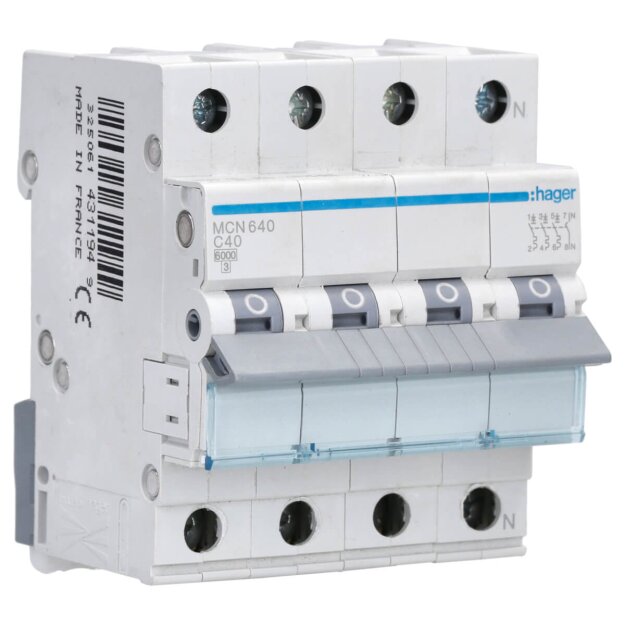 Hager MCN640 LS-Schalter 3-polig +N 6kA C-40A 4M