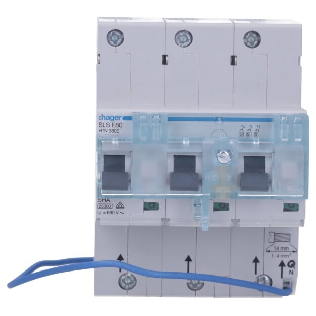 Hager HTN380E SLS-Schalter 3-polig E-80A Hutschiene