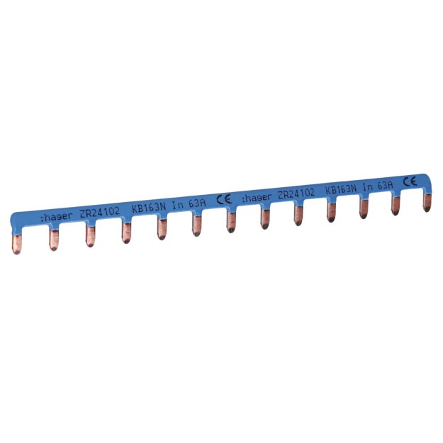 Hager KB163N Kammschiene 1-polig Stift 10mm² 63A 13M Blau