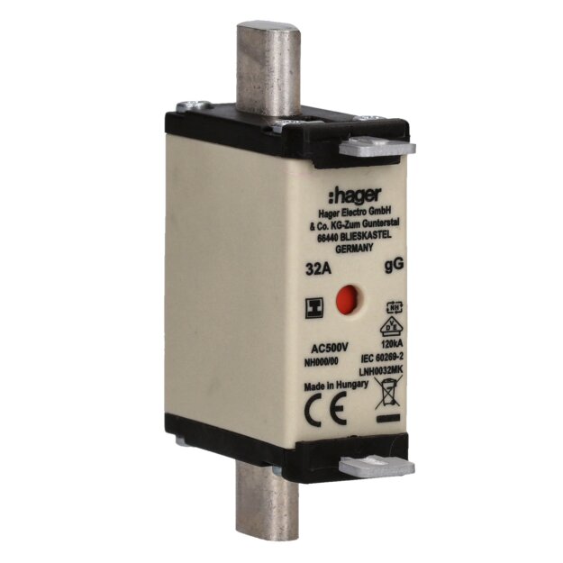 Hager LNH0032MK NH-Sicherung NH000 gG 500V 32A Iso-Griff