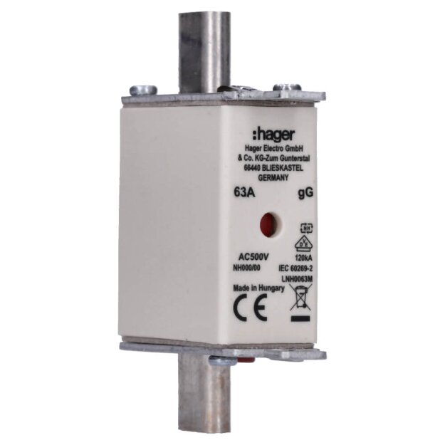 Hager LNH0063M NH-Sicherung NH000 gG 500V 63A K-Melder