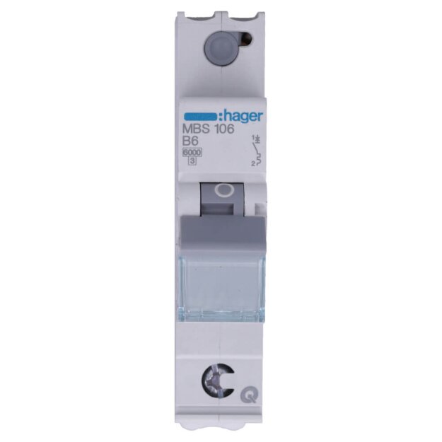 Hager MBS106 LS-Schalter 1-polig 6kA B-6A 1M QC