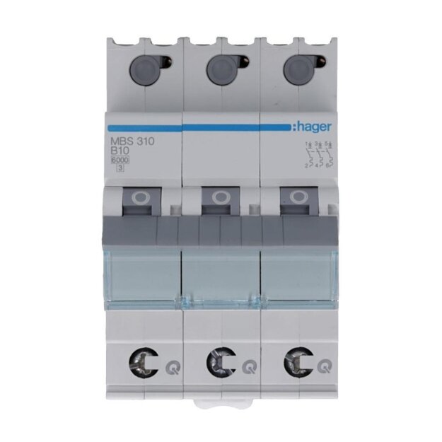 Hager MBS310 LS-Schalter 3-polig 6kA B-10A 3M QC