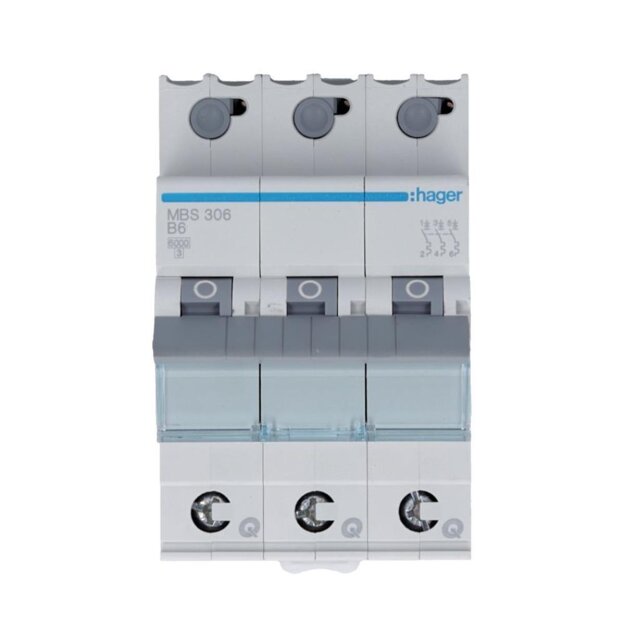 Hager MBS306 LS-Schalter 3-polig 6kA B-6A 3M QC