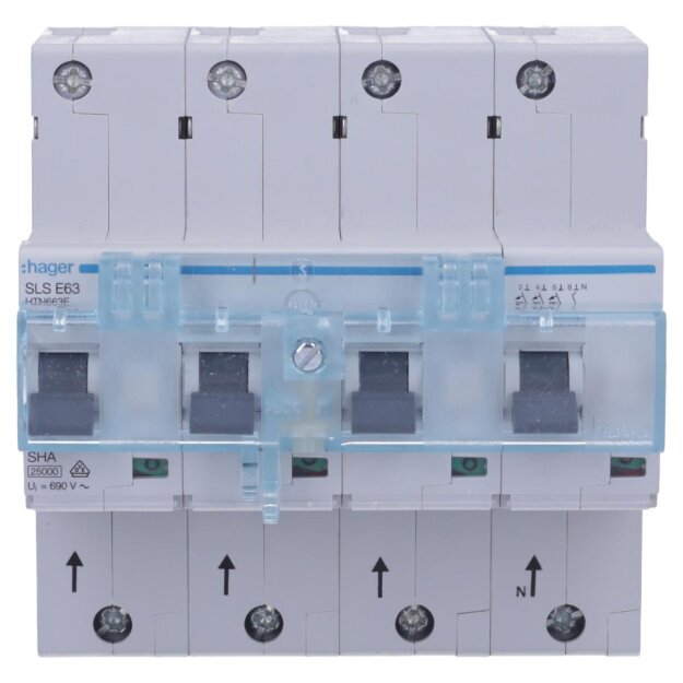 Hager HTN663E SLS-Schalter 3-polig +N E-63A Hutschiene