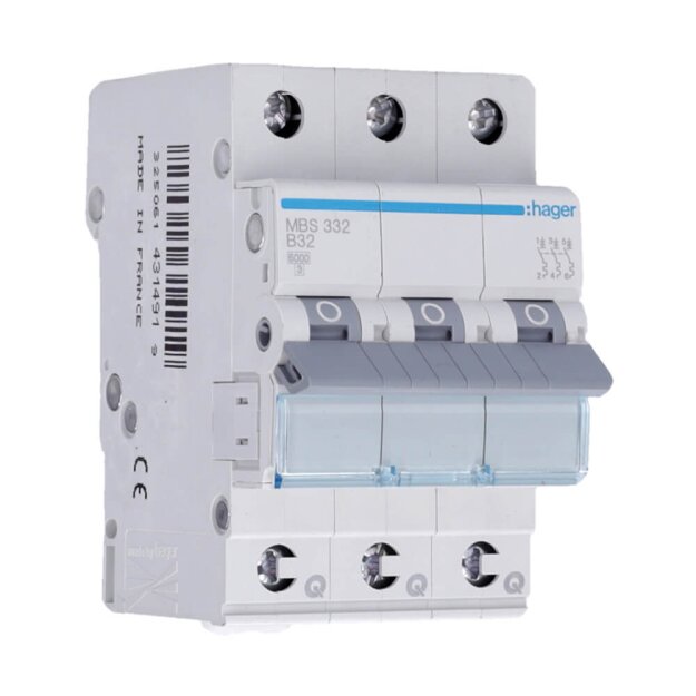 Hager MBS332 LS-Schalter 3-polig 6kA B-32A 3M QC
