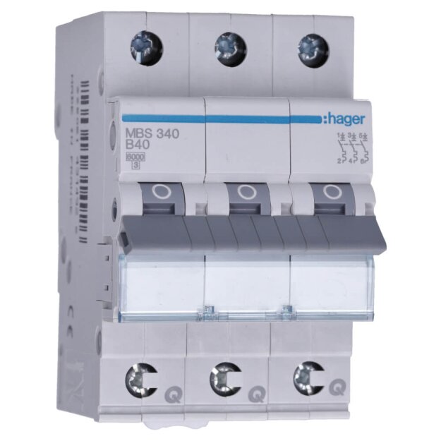 Hager MBS340 LS-Schalter 3-polig 6kA B-40A 3M QC
