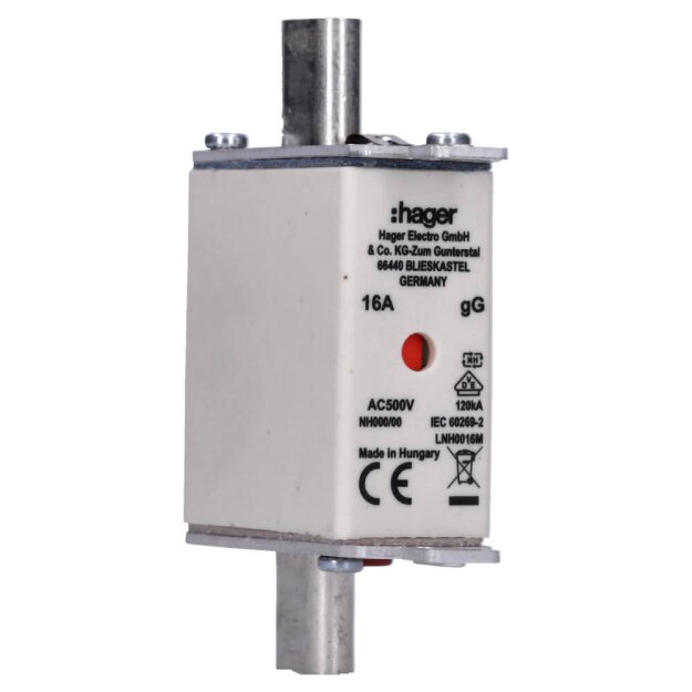 Hager LNH0016M NH-Sicherung NH000 gG 500V 16A K-Melder
