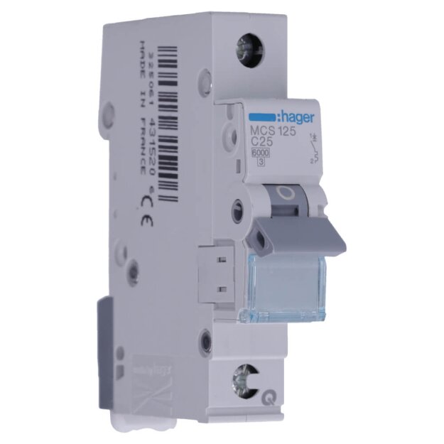 Hager MCS125 LS-Schalter 1-polig 6kA C-25A 1M QC