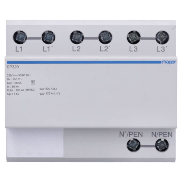 Hager SP320 Blitzstromableiter 3-polig 100kA Typ1 TN