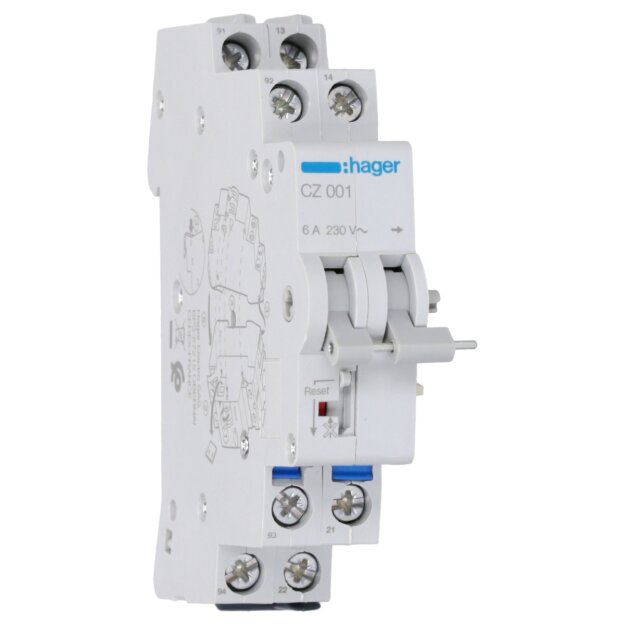 Hager CZ001 Kontakt für FI-Schalter 2 1S+1Ö 6A 240V