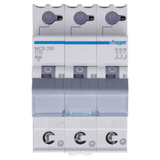 Hager MCS310 LS-Schalter 3-polig 6kA C-10A 3M QC