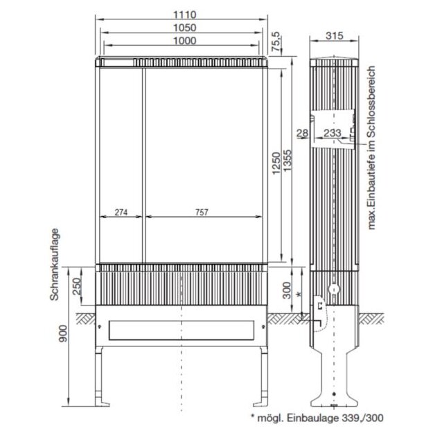 Hager ZAL132V Kabelverteilerschrank Gr. 2/1355 asymmetrische Tür