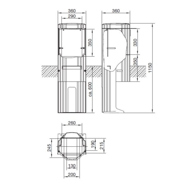 Hager ZAL115P Verteilersäule Baureihe 115 rund mit MP