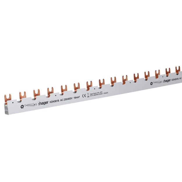Hager KDN381B Phasenschiene 3-polig +H Gabel 16mm² 80A 39K
