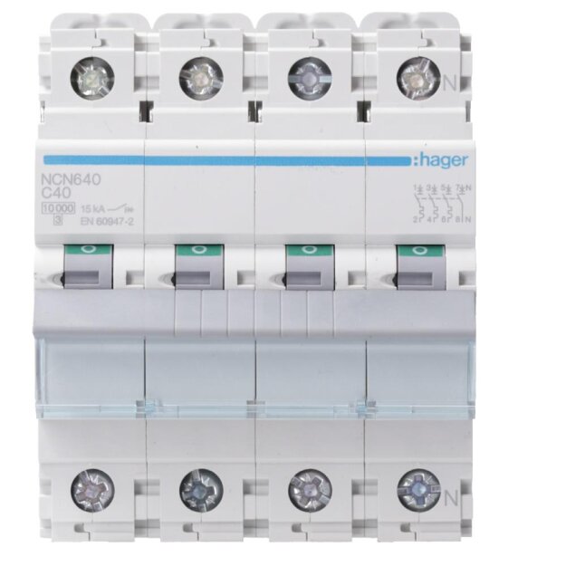 Hager NCN640 LS-Schalter 3-polig +N 10kA C-40A 4M