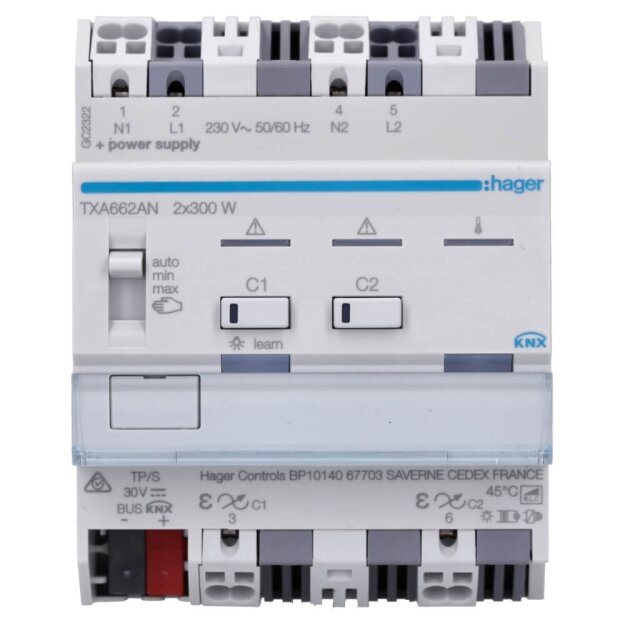Hager TXA662AN universal-Dimmaktor 2-fach KNX easy 2x300W