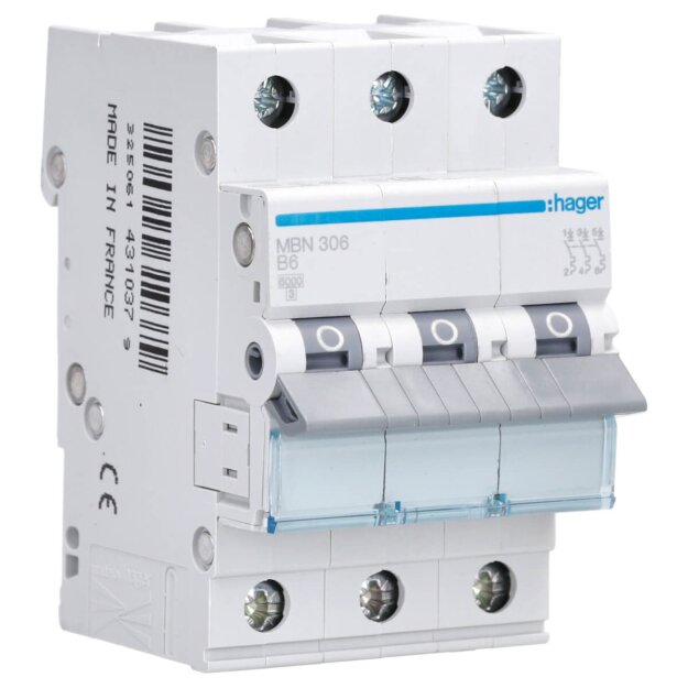 Hager MBN306 LS-Schalter 3-polig 6kA B-6A 3M