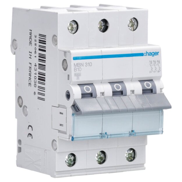 Hager MBN310 LS-Schalter Leitungsschutzschalter 3-polig 6kA B10A 3M