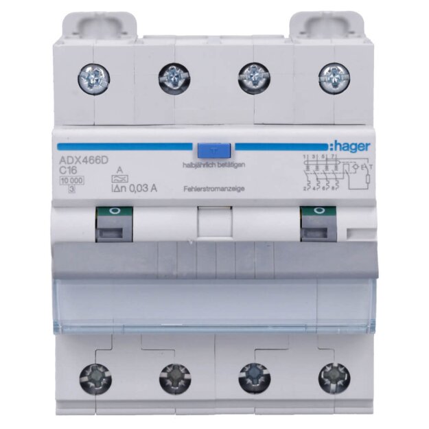 Hager ADX466D FI-LS 4-polig 10kA C-16A 30mA A