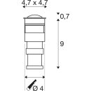 SLV 228342 LED-Deckeneinbaustrahler POWER TRAIL-LITE square 1W 3000K IP67