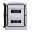 Voxura Aufputz Feuchtraum Verteiler 2-reihig IP65 26 Module, Tür transparent