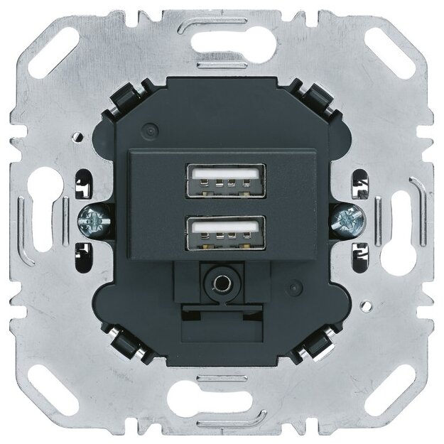 Berker 260205 USB LadeSteckdose 2-fach 3.0A eckiger Tragring Anthrazit matt