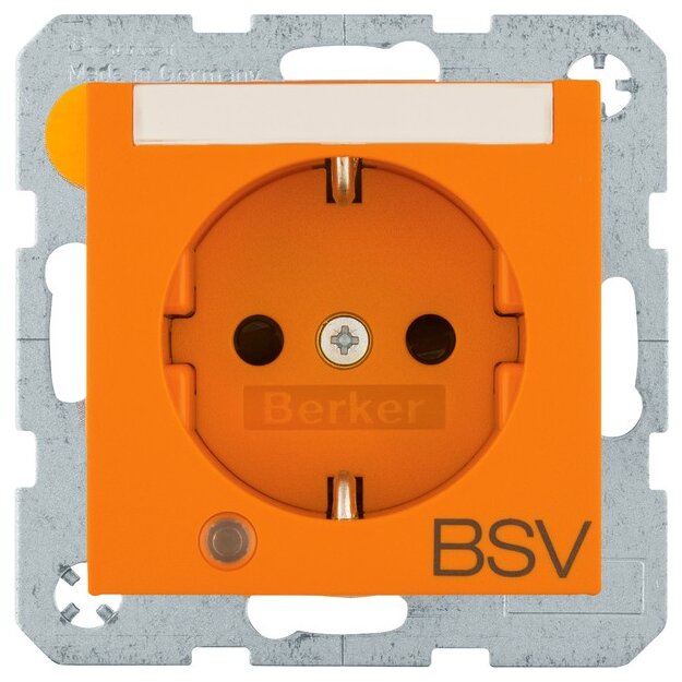 Berker 41101924 Steckdose SCHUKO Aufdruck BSV Beschriftungsfeld bel. S.1/B.3/B.7 Orange matt