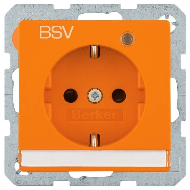 Berker 41106024 Steckdose SCHUKO Aufdruck BSV Beschriftungsfeld beleuchtet Q.x Orange samt