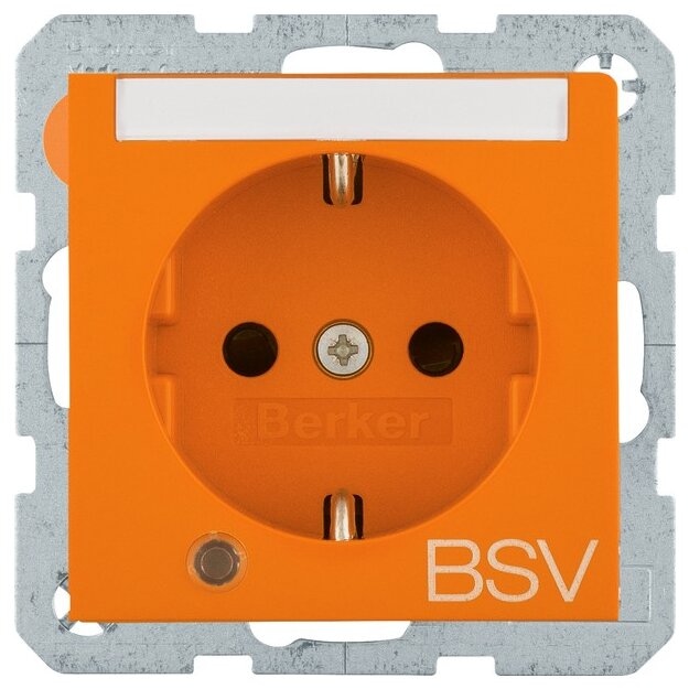Berker 41108924 Steckdose SCHUKO Aufdruck BSV Beschriftungsfeld bel. S.1/B.3/B.7 Orange glänzend