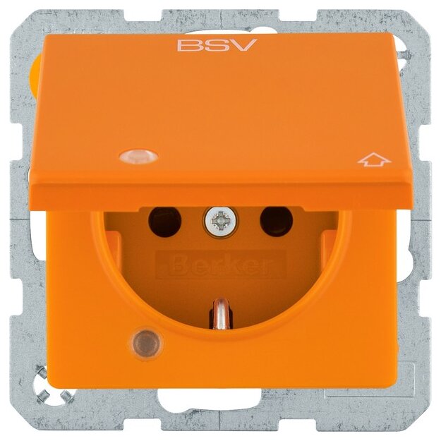 Berker 41516024 Steckdose SCHUKO Aufdruck BSV Klappdeckel beleuchtet Q.x Orange