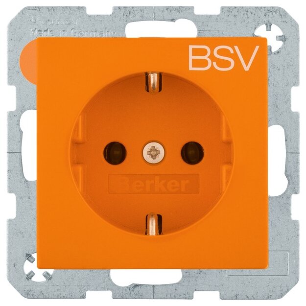 Berker 47238917 Steckdose SCHUKO Aufdruck BSV erhöhter Berührungsschutz S.1/B.3/B.7 glänzend Orange