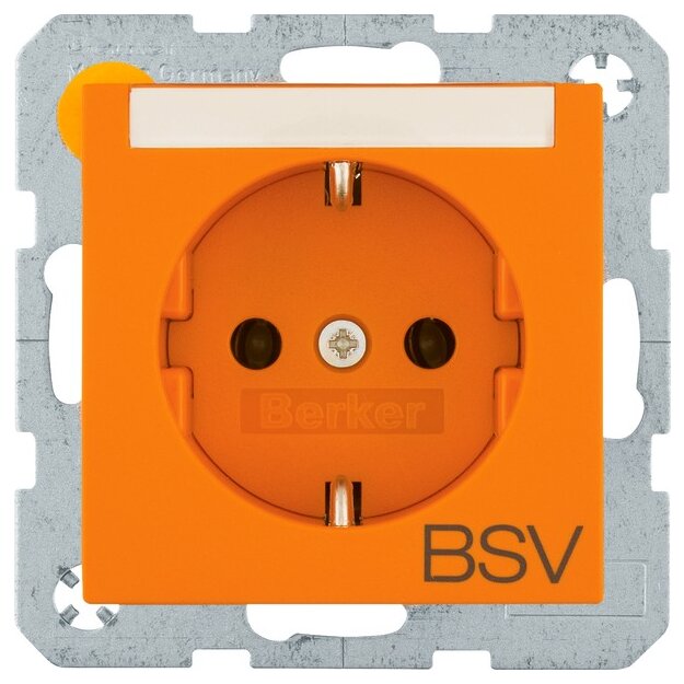 Berker 47501924 Steckdose SCHUKO Aufdruck BSV Beschriftungsfeld S.1/B.3/B.7 matt Orange