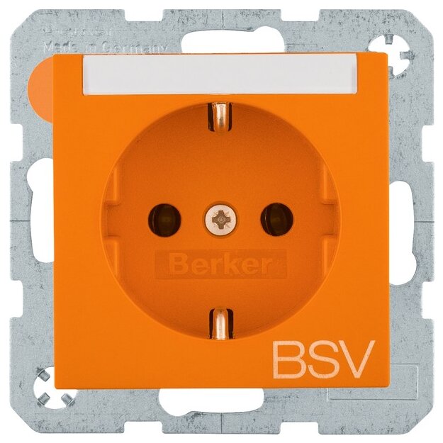 Berker 47508924 Steckdose SCHUKO Aufdruck BSV Beschriftungsfeld S.1/B.3/B.7 glänzend Orange