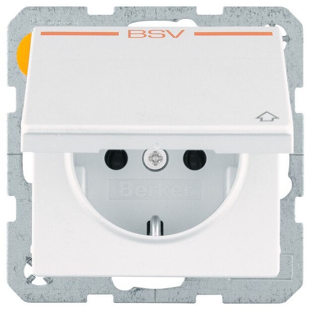 Berker 47516099 Steckdose SCHUKO Aufdruck BSV Klappdeckel Q.x Polarweiß samt