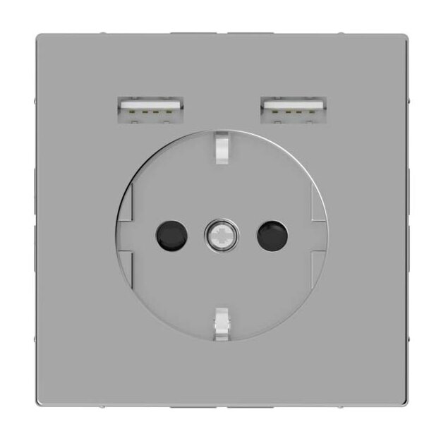 Merten MEG2366-6036 Schuko Steckdose mit USB Ladegerät Edelstahl System Design