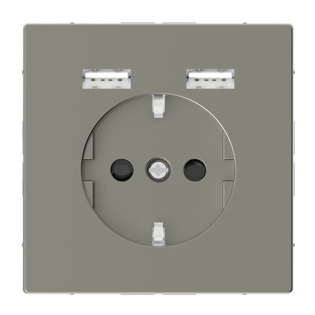Merten MEG2366-6050 Schuko Steckdose mit USB Ladegerät Nickelmetallic System Design