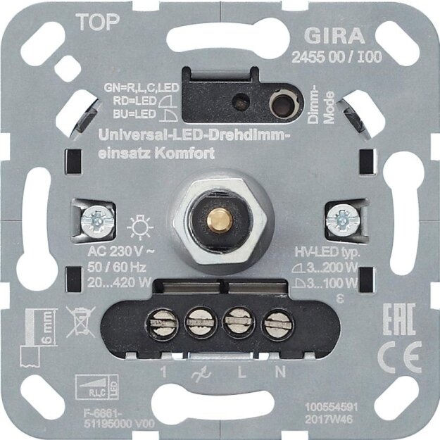 Gira 245500 S3000 Uni-LED-Drehdimmeinsatz Komfort Einsatz