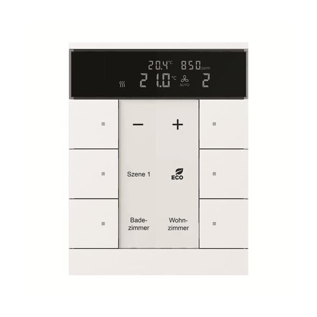Busch-Jaeger SBC/U6.0.11-84 Raumtemperaturregler mit CO2/Feuchte-Sensor und Bedienfunktion 6-fach Busch-Tenton® 2CKA006330A0009