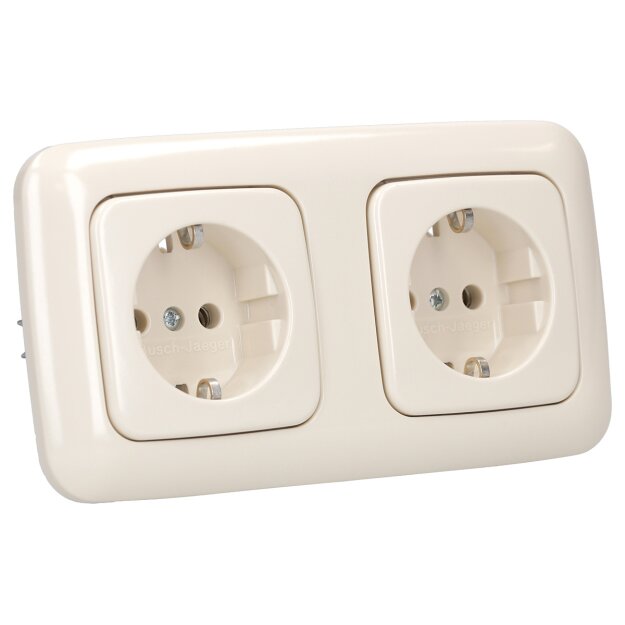 Busch-Jaeger Steckdosen Set: 2x 20 EUC-212 Steckdose + 2512-212 Rahmen Weiß Duro 2000 SI