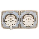Busch-Jaeger Steckdosen Set: 2x 20 EUC-212 Steckdose + 2512-212 Rahmen Weiß Duro 2000 SI