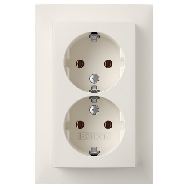Berker 47741909 Doppelsteckdose SCHUKO mit Abdeckplatte Berker S.1 Polarweiß matt