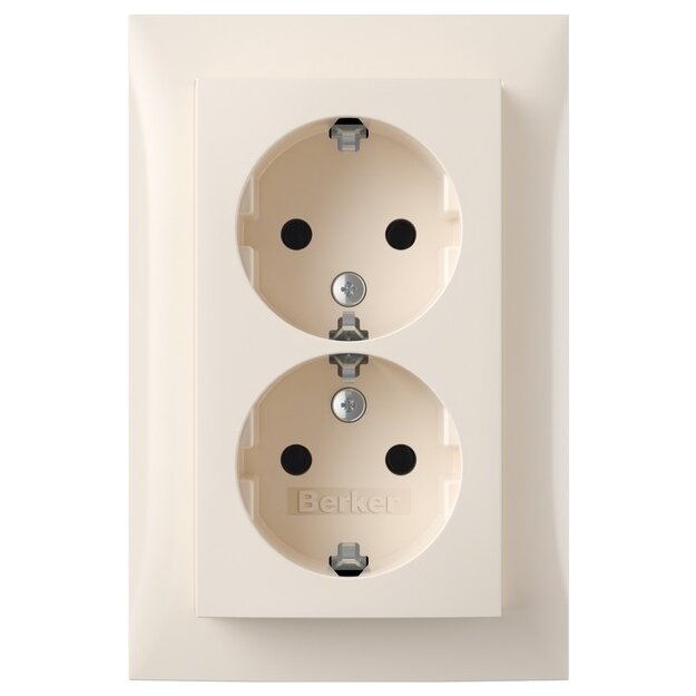 Berker 47748982 Doppelsteckdose SCHUKO mit Abdeckplatte Berker S.1 Weiß glänzend